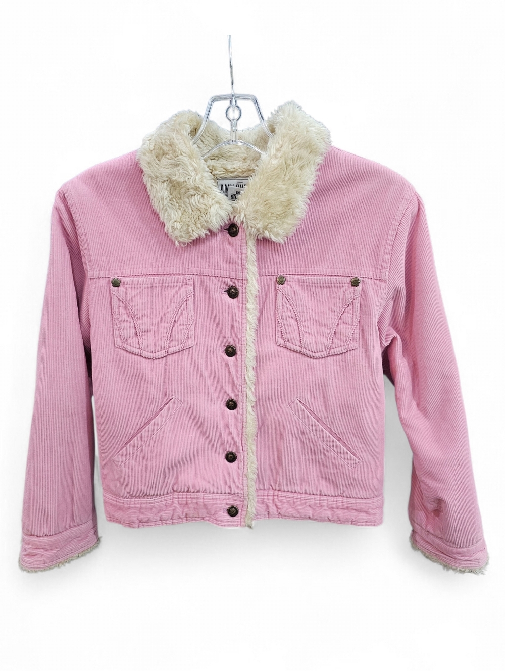 Amy Byer Kids Corduroy Jacket Faux Fur Shearling Collar Size M 10/12 Cotton